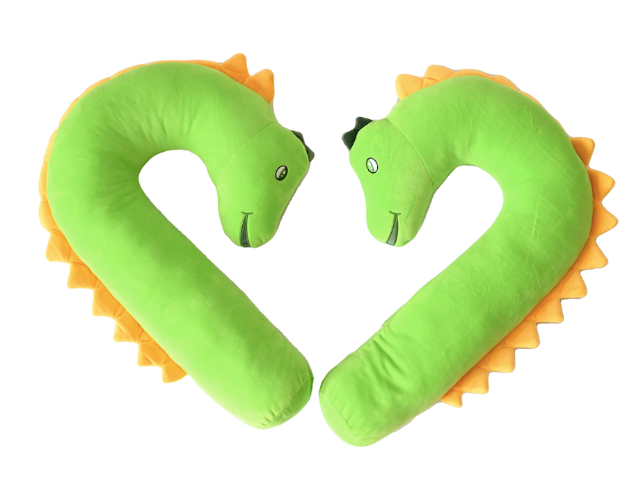 My Seat Belt Buddy driver and passenger side Dino travel pillow for kids. Best for ages 4-13 but teens will love them too. 
